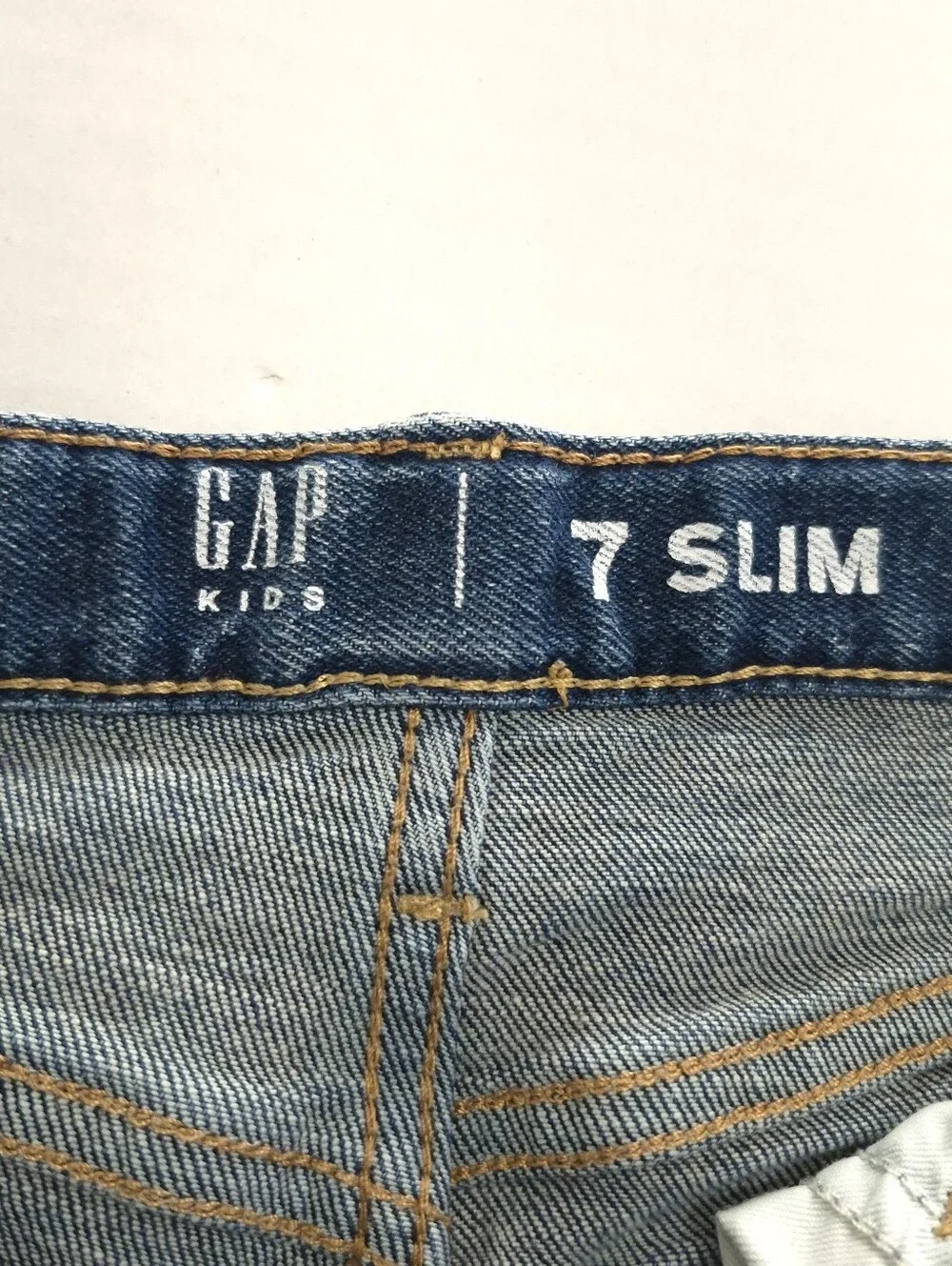 GAP Kids Boys 7 Slim Jeans Distressed Rip Repair Blue Wash Adjustable Waist